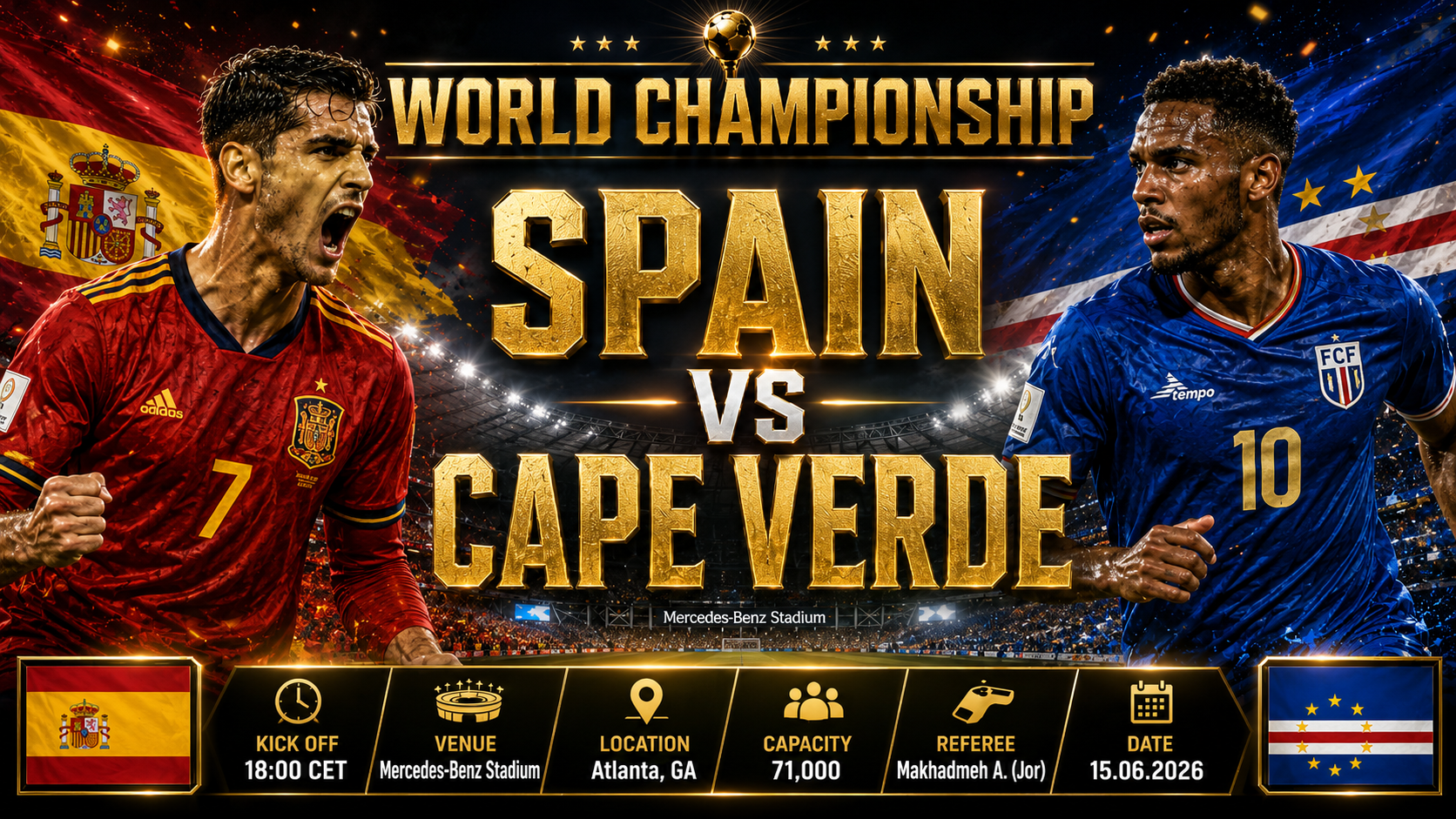 Spanje - Kaapverdië : Europees kampioen begint jacht op de wereldtitel tegen historische debutant