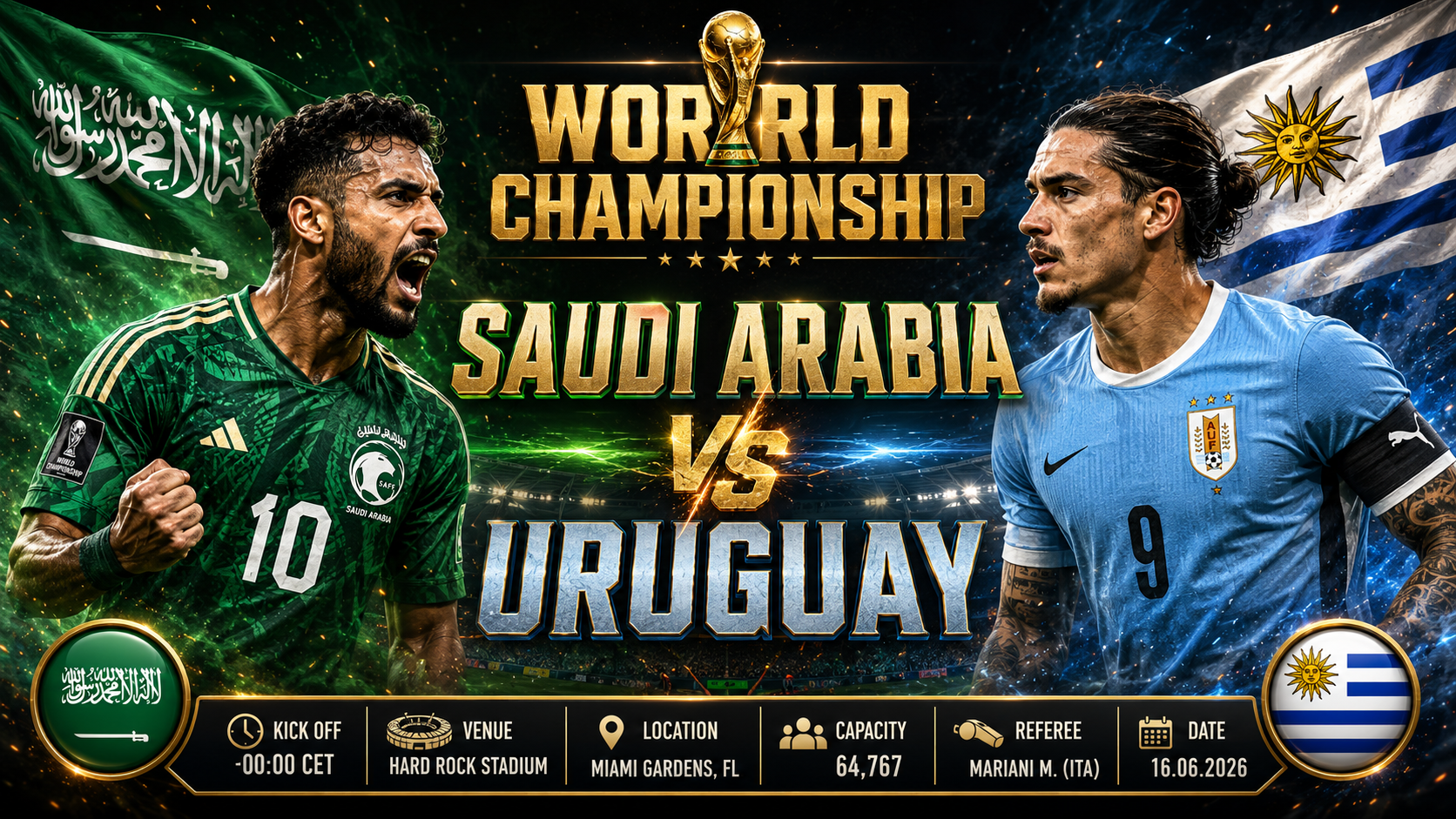 Saudi-Arabië - Uruguay : Tactische lakmoesproef in Miami zet de toon voor de strijd in Groep H